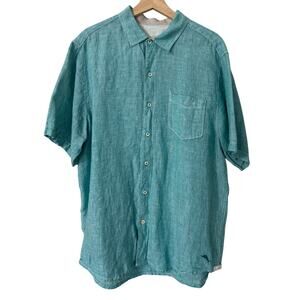 Tommy Bahama Mens 100% Linen Short Sleeve Button Down Shirt Size Large